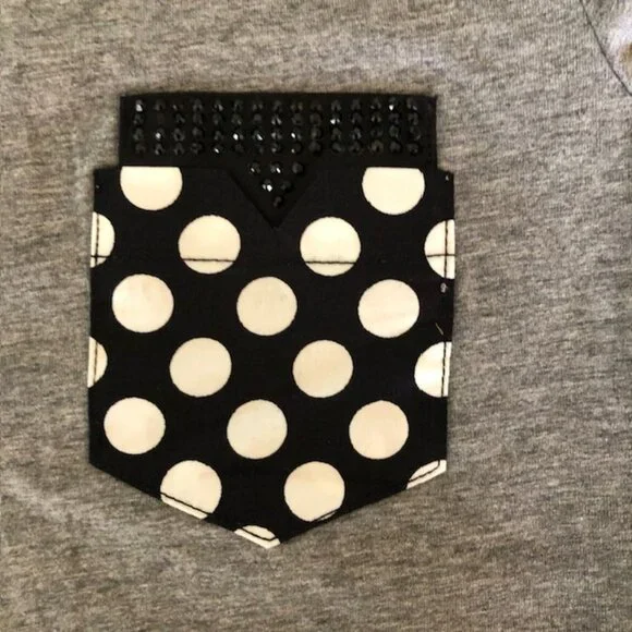DOLCE & GABBANA V Neck Stud Polka Dot Pocket Gray Cotton Short Sleeve Te… - Picture 8 of 17